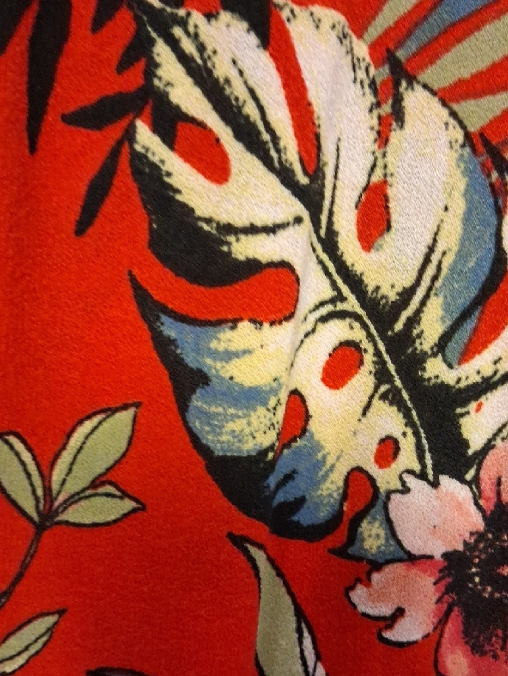 eye candy Wrap Wide Leg Floral Pants in Red Orange with Pink & Black Accents - Picture 11 of 12